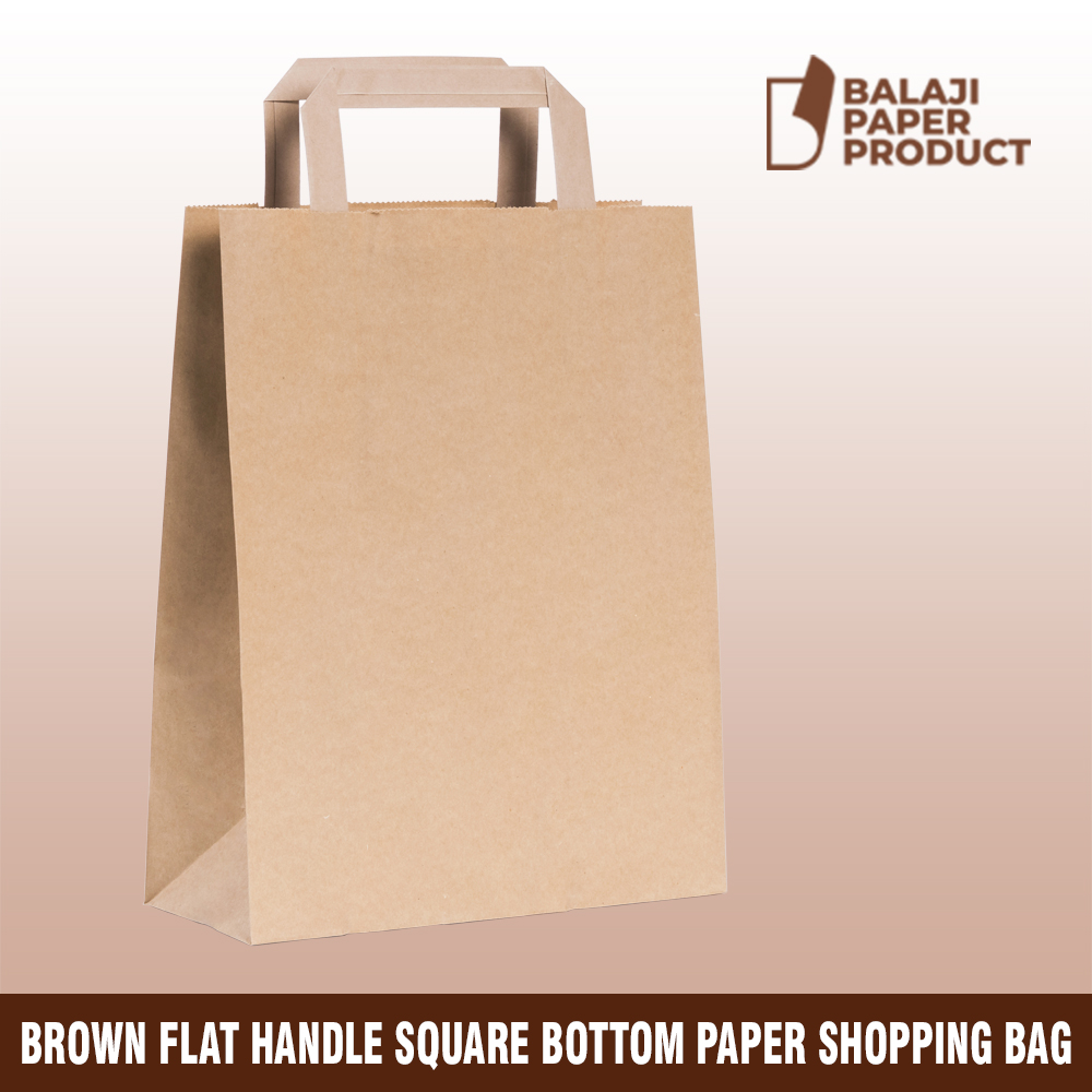 Brown Square Bottom Bag With Flat Handle