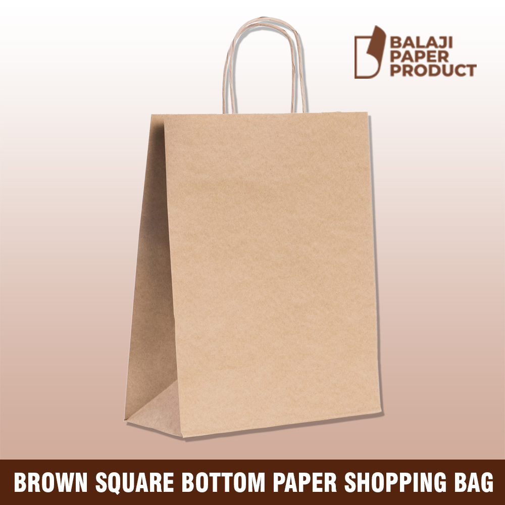 Brown Square Bottom Bag With Twisted Handle